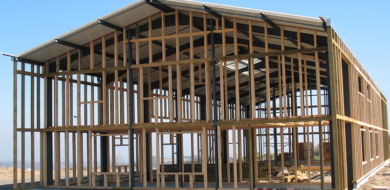 Bois d'ossature - Scierie Haute-Loire / Maison en cours de fabrication, bois d'osssature